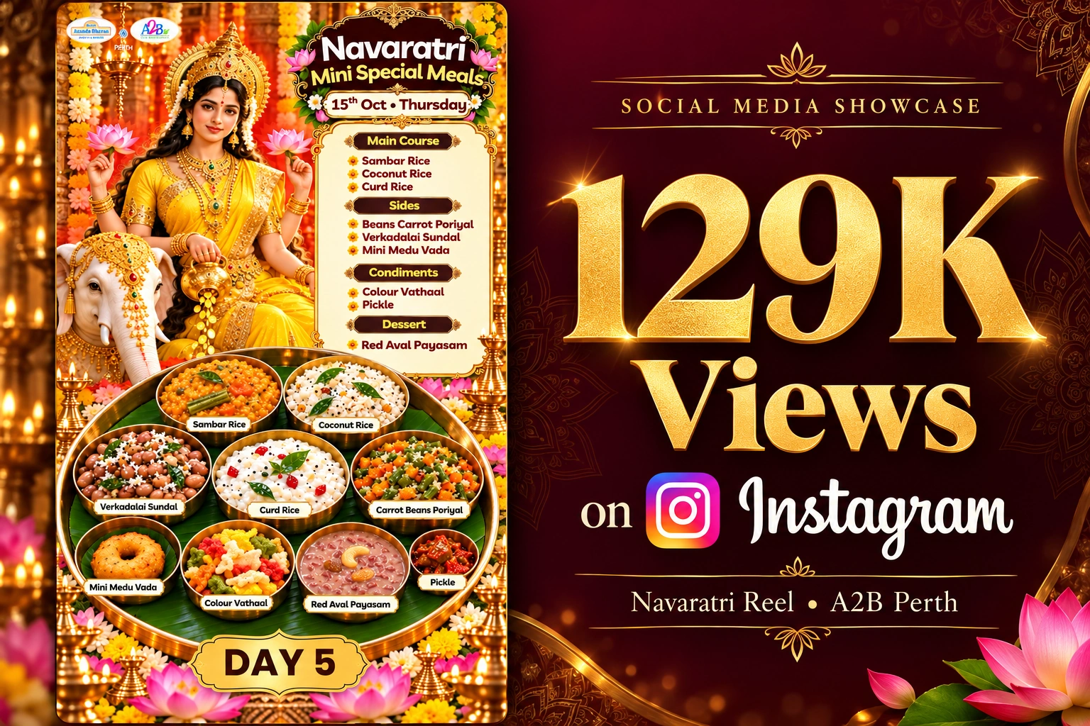 A2B Yokine Navaratri reel — 129K views on Instagram